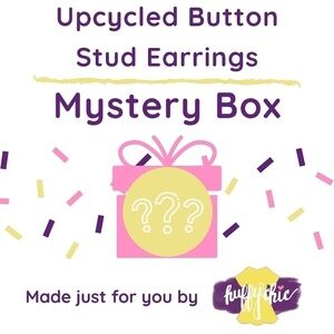 3 Pairs Upcycled Button Stud Earrings Mystery Box